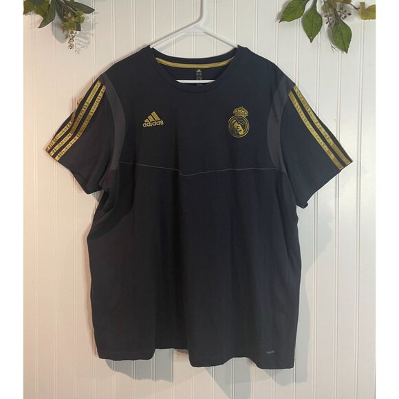 Adidas Real Madrid Climalite Short Sleeve T-Shirt Black/Gold Mens 2XL - Picture 6 of 15
